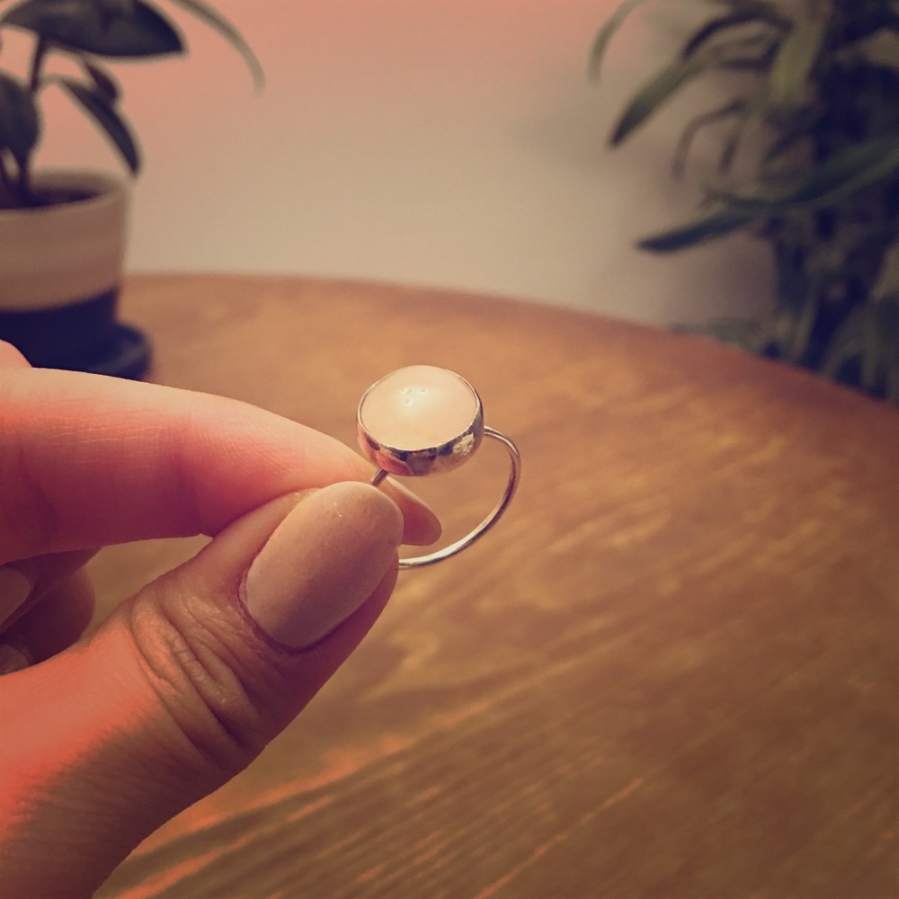 Handmade Sterling silver ring size 7 blush rock